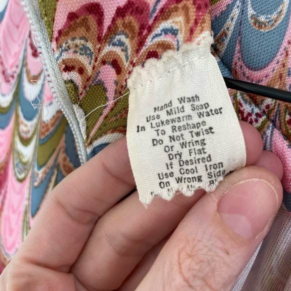 60s/70s Vintage Leslie Fay Original Psychadelic Maxi Dress - Picture 4 of 9